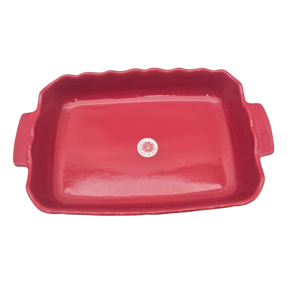 Matceramica Red Rectangular Stoneware Baker Casserole Dish Scalloped Rim