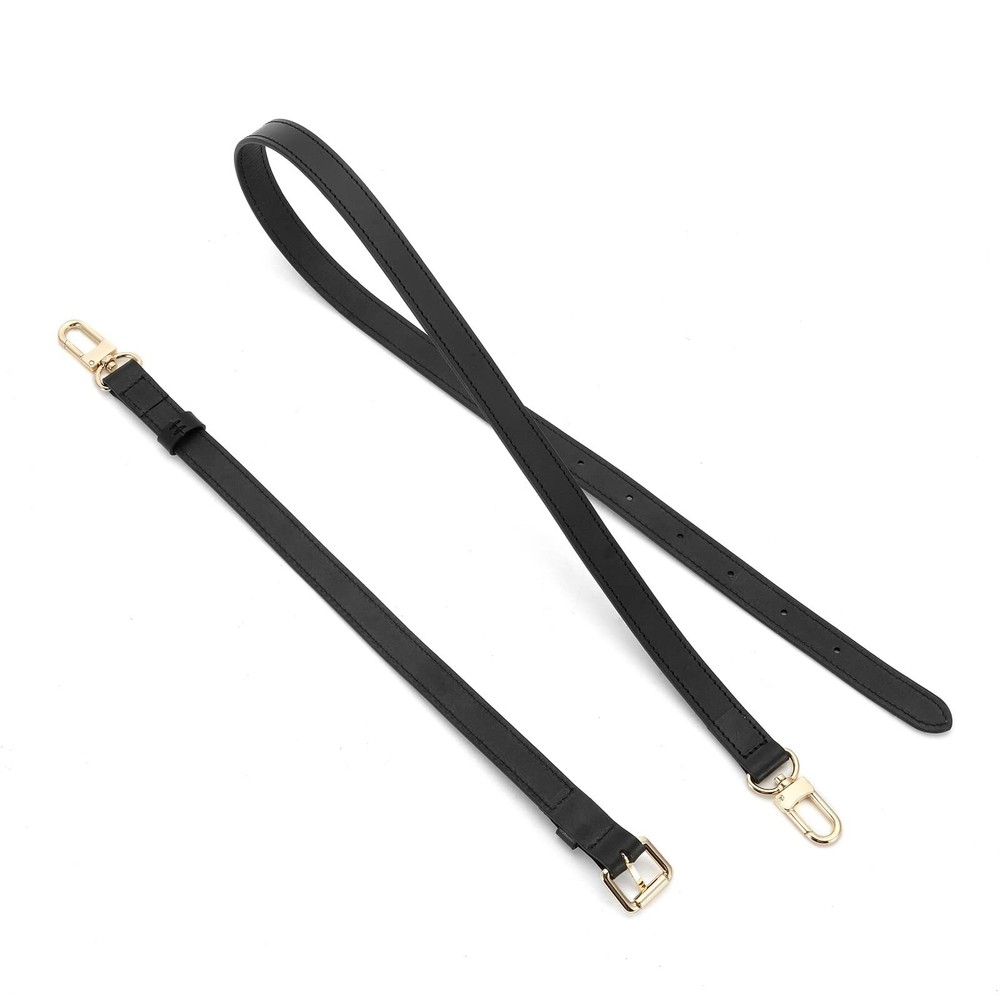 Solid Black Leather Cross Body Strap for Pochetteblack strap