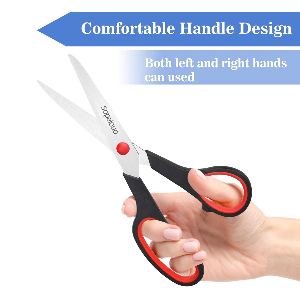 Scissors Set of 6-Pack 8" Scissors All Purpose Comfort-Grip Handles Sharp Sci...