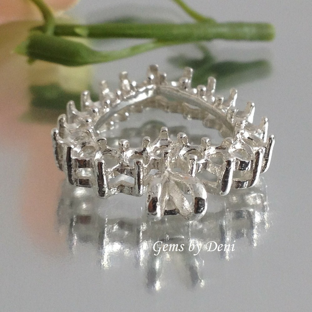 Cluster Heart Pre-Notched Solid Silver Pendant Setting