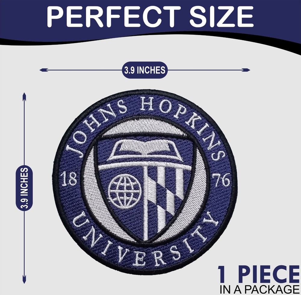 Johns Hopkins University Logo Iron On Patch-Sew Patch-Embroidered Patch 3.9"