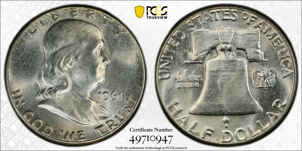 1961 Franklin Half Dollar PCGS MS65