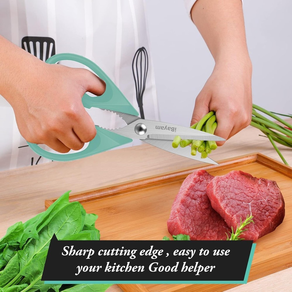 Versatile Kitchen Shears Set - Stainless Steel Utility Scissors, Aqua Sky 2-Pack