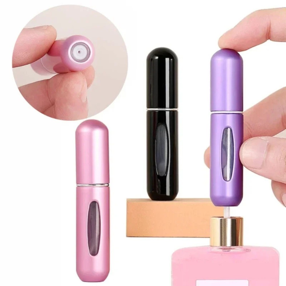 5PCS Refillable Travel Portable Perfume Atomizer Bottle Spray Pump Case 5ML