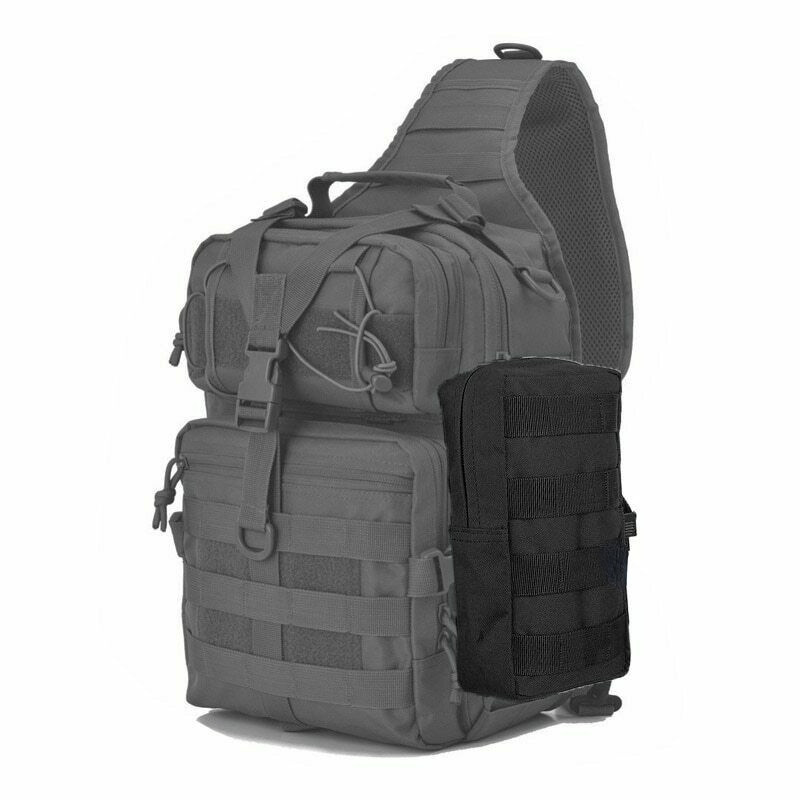 1 PC Molle Tactical Sling Shoulder Backpack + 1PC EDC Molle Pouch for Hunting