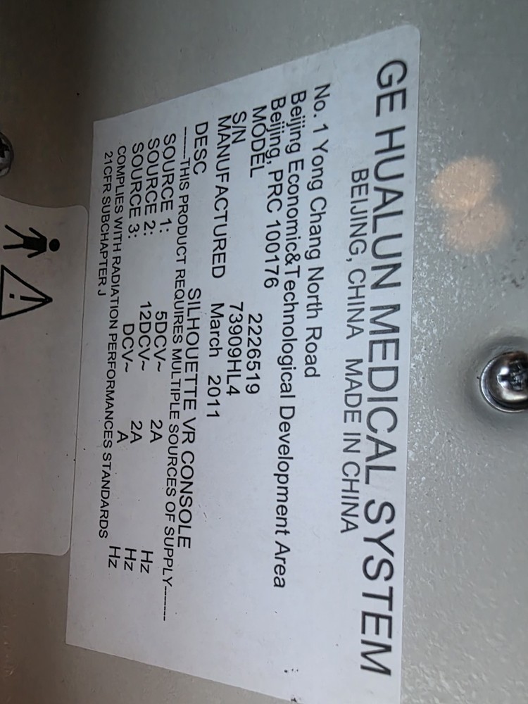 2226519 GE CONTROL CONSOLE FOR SILHOUETTE-VR