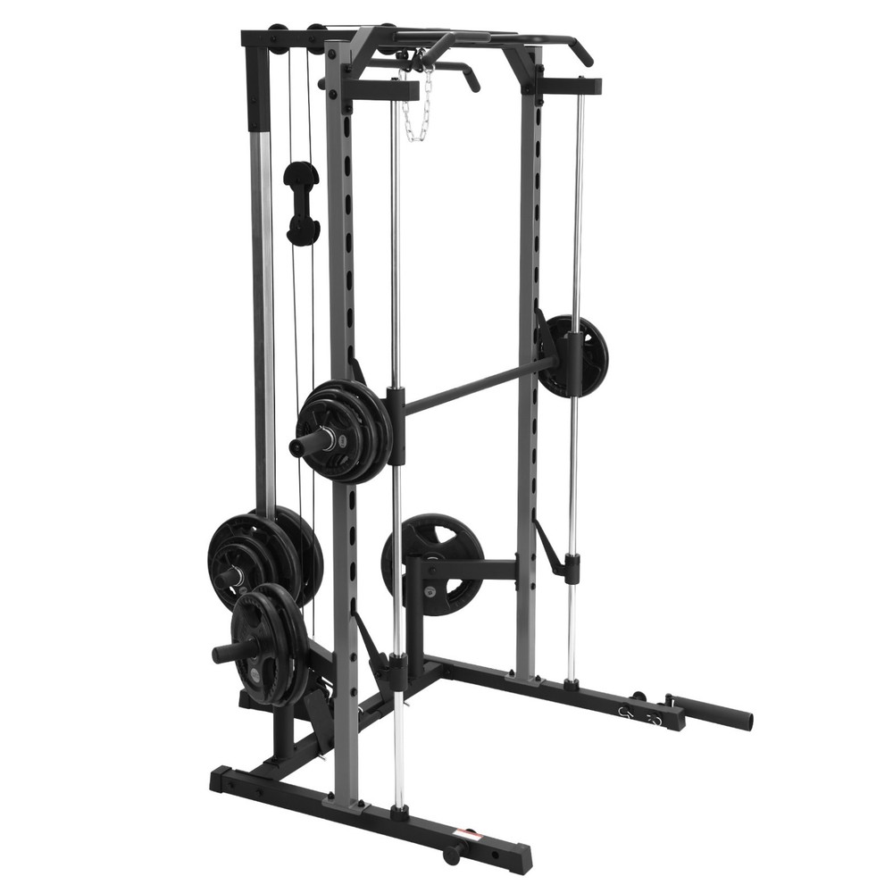Smith Machine Multi-Function Power Cage Rack with LAT-Pull Down System Home Gym
