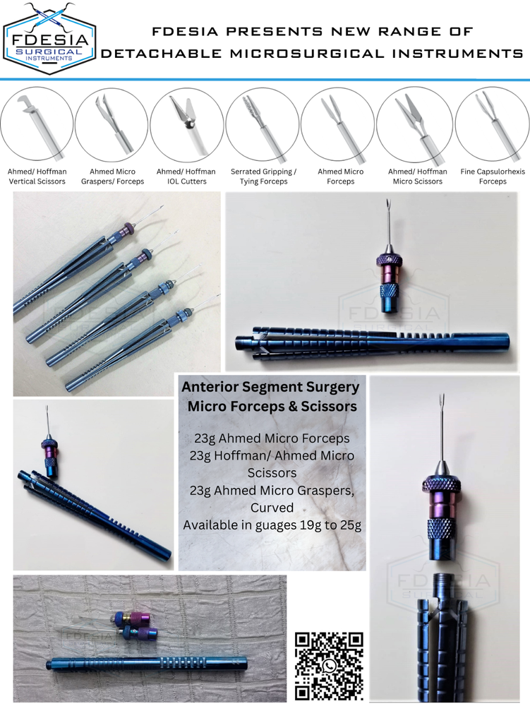 Detachable Anterior Segment Surgery Micro Forceps & Scissors 25G