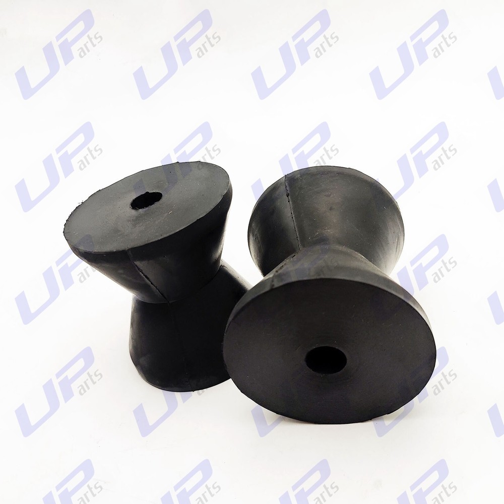 2 Pack 4 Inch Mounting Width Boat Trailer Black Molded Rubber Bow Stop Rollers