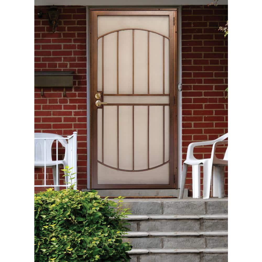 Unique Home Designs Security Door W/ Metal Screen 36" x 80" Mount Steel Copper