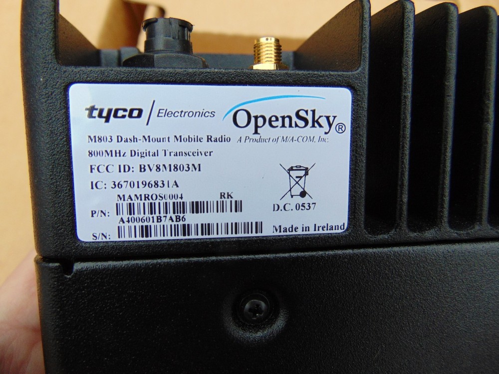 Tyco Opensky Mobile Radio Dash Mount M-803 800Mhz System Wiring Speaker Mic +++