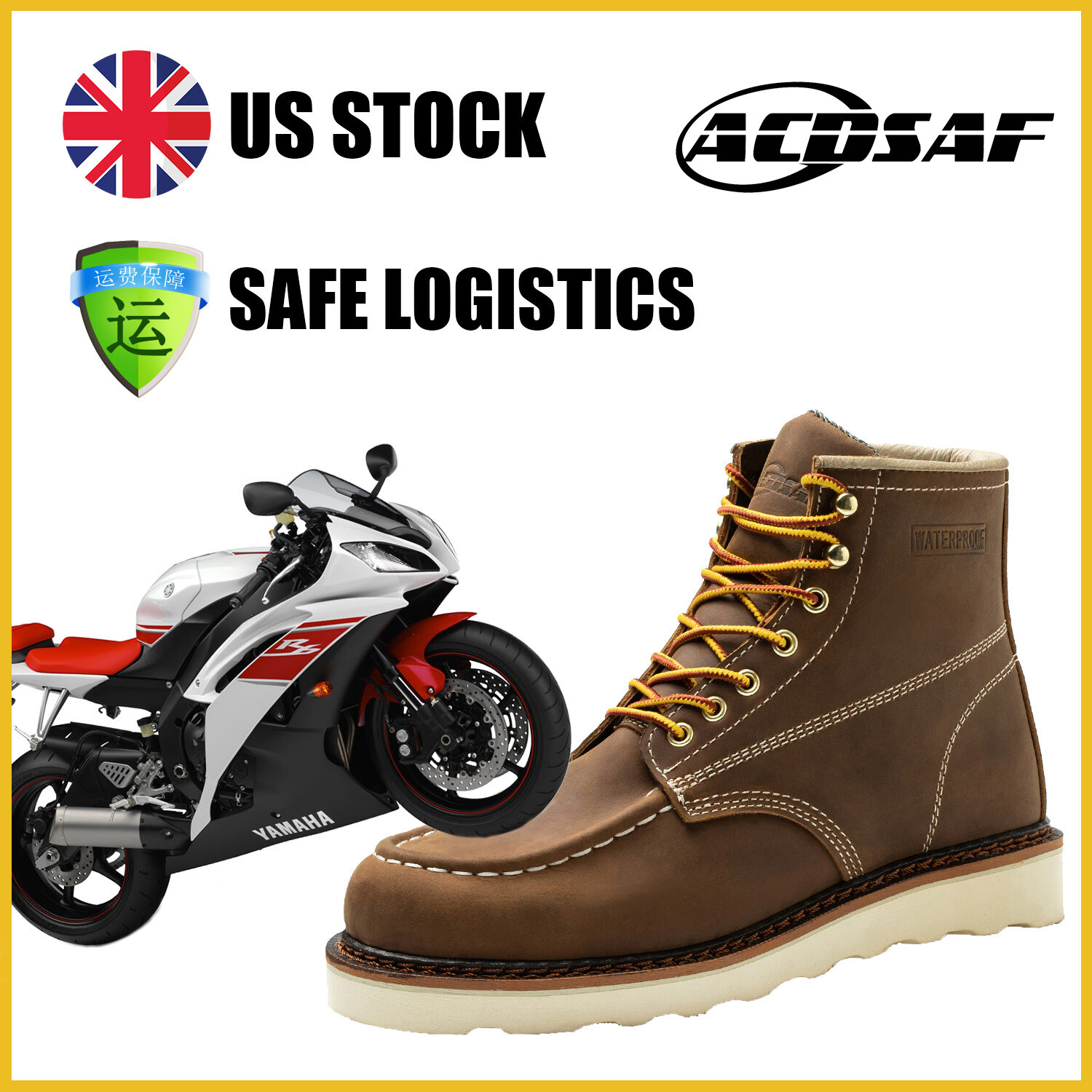 Work Boot Men's 6" Soft Toe Wedge Boots for Construction Lightweight leather