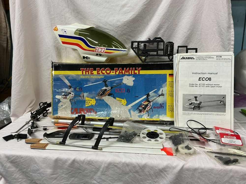 IKARUS ECO 8 ELECTRIC HELICOPTER W/ BOX & INSTRUCTIONS & CONTROLLER BUILT