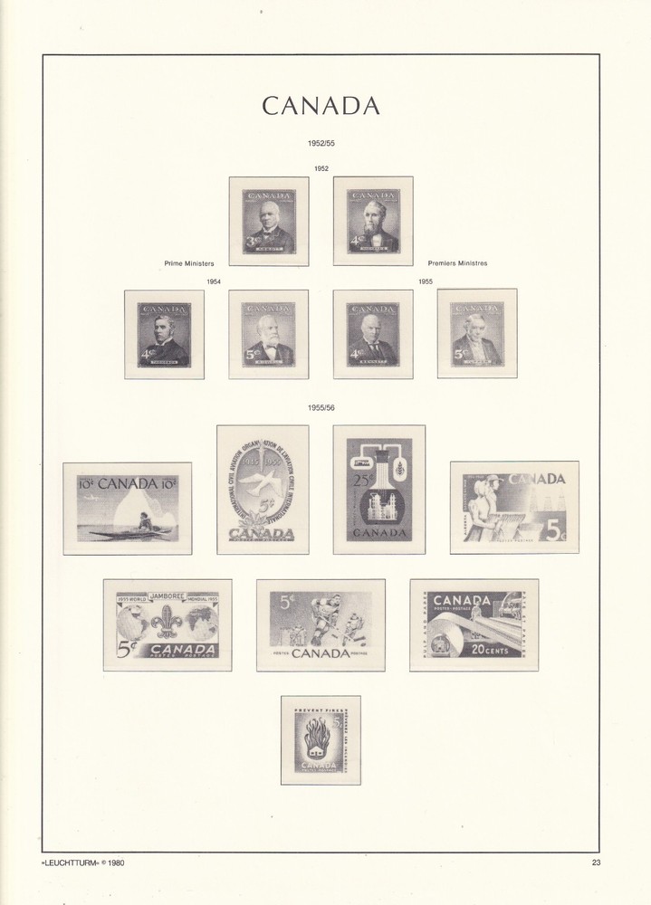 CANADA RED LIGHTHOUSE DL HINGELESS ALBUM & SLIPCASE PAGES 1952 -1990 LIST BELOW