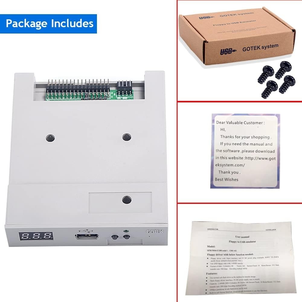 Gray USB SSD Floppy Emulator - Versatile 3.5 Inch Design, 1.44MB Storage