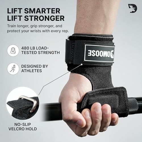 Weight Lifting Hooks (Pair) for Deadlifts, Pull Ups, Rows Lifting Grip - Black