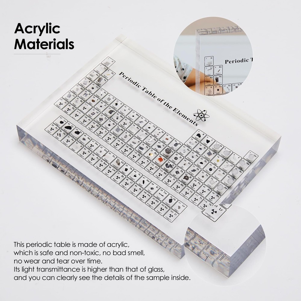Large Periodic Table with Real Elements Inside 8 Inch Acrylic Periodic Table ...