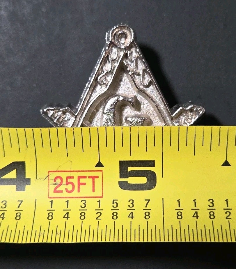Vintage Masonic Square & Compasses “G” Emblem Silver Tone Uniform Clip