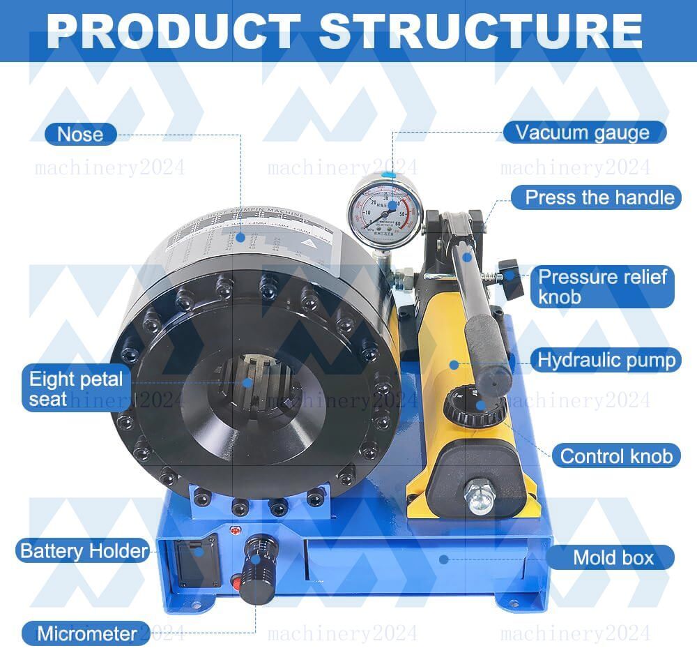 Manual Hose Pipe Crimping High Pressure Hydraulic Hose Crimper With 8 sets Molds