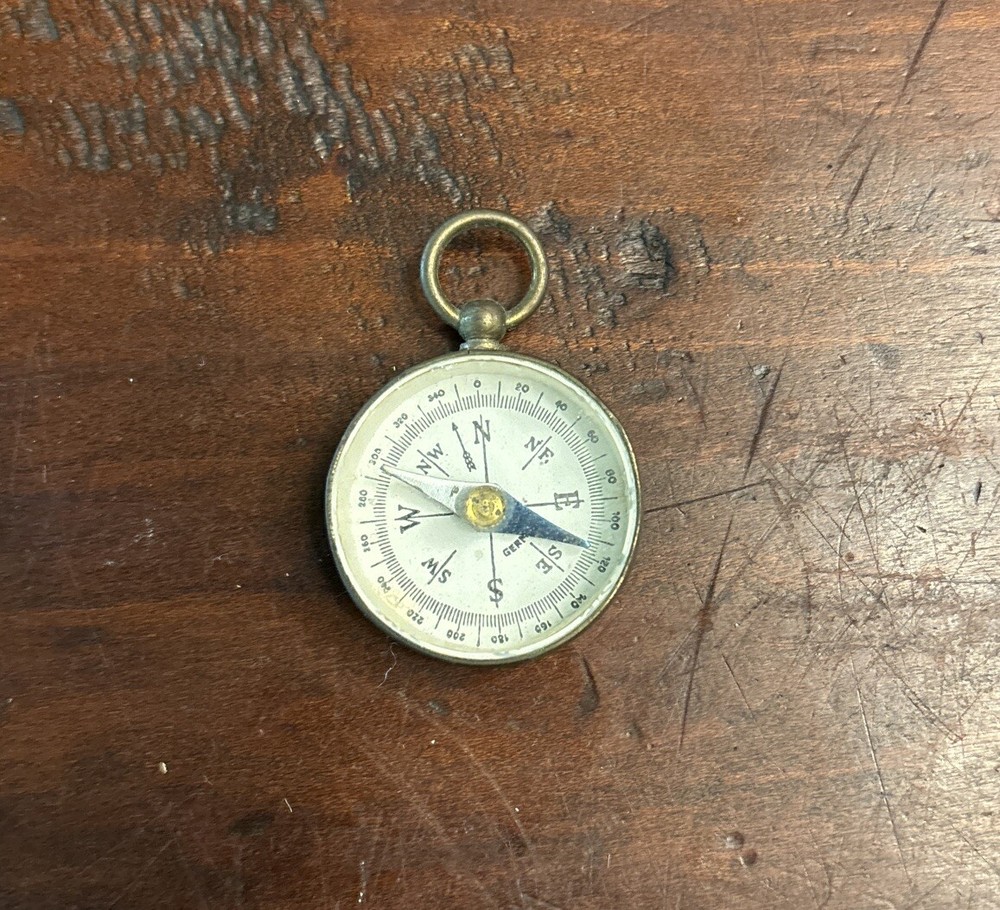 Antique German Miniature Brass Pocket Compass