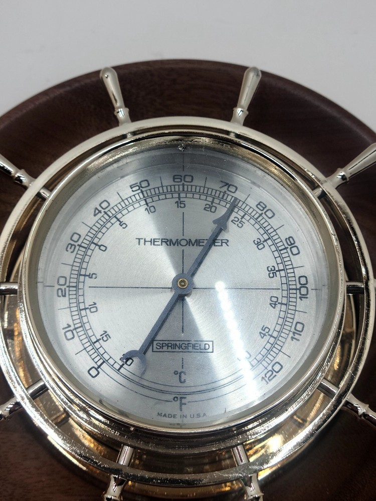 Springfield 3 Pc Barometer Temperature Humidity Hanging Walnut Weather Station