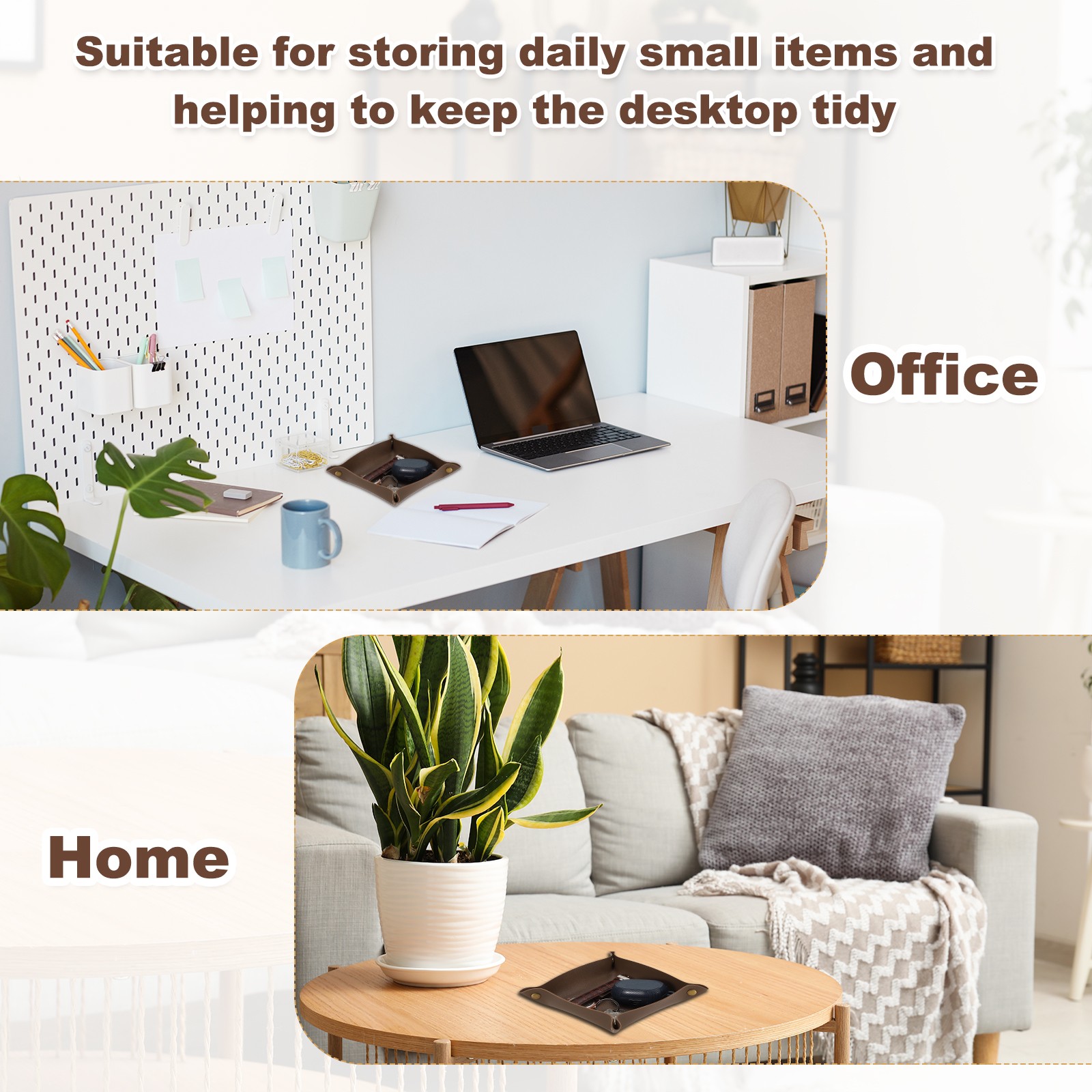 2 Pcs PU Leather Jewelry Tray(Square, Dark Red)