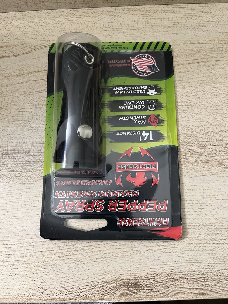 FIGHTSENSE Pepper Spray Maximum Strength Leather Case Self Defense Black