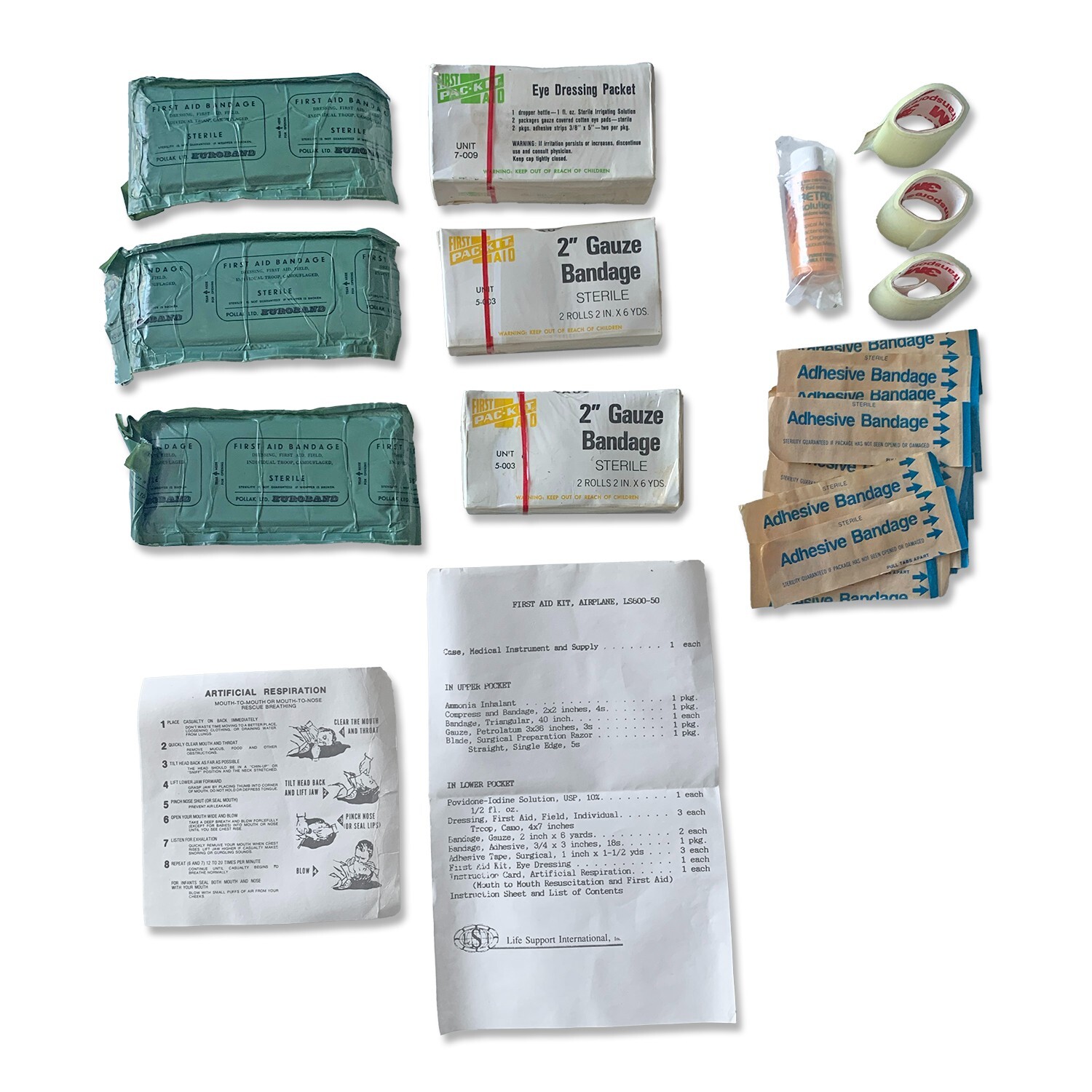 Vintage US Military Aircraft First Aid Kit LS-600-50 with Original Contents