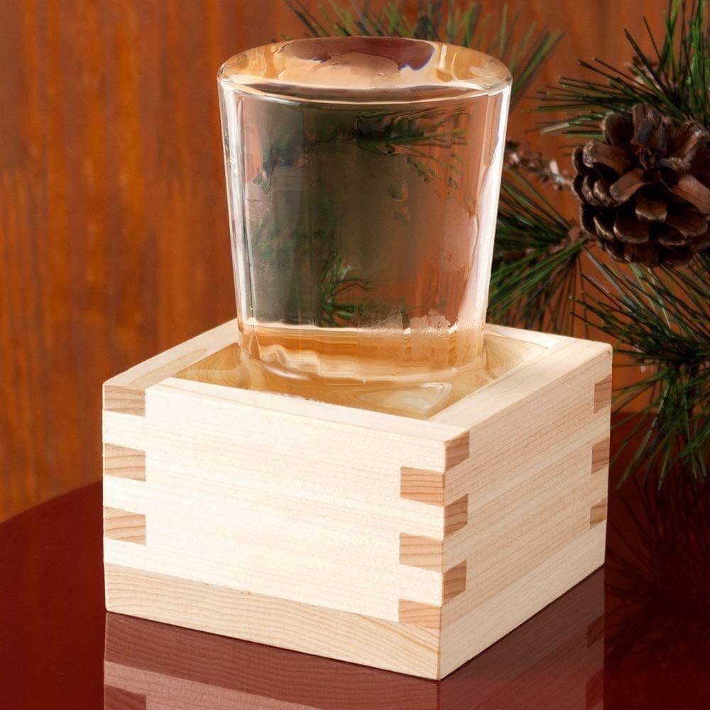 Sake Masu Cup Hinoki Wood Japanese Cypress Box Made in Japan Fuku 4 oz 2729