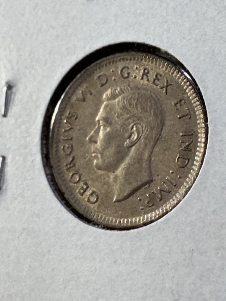 1938 Canada 10 Cents Silver Coin Cleaned
