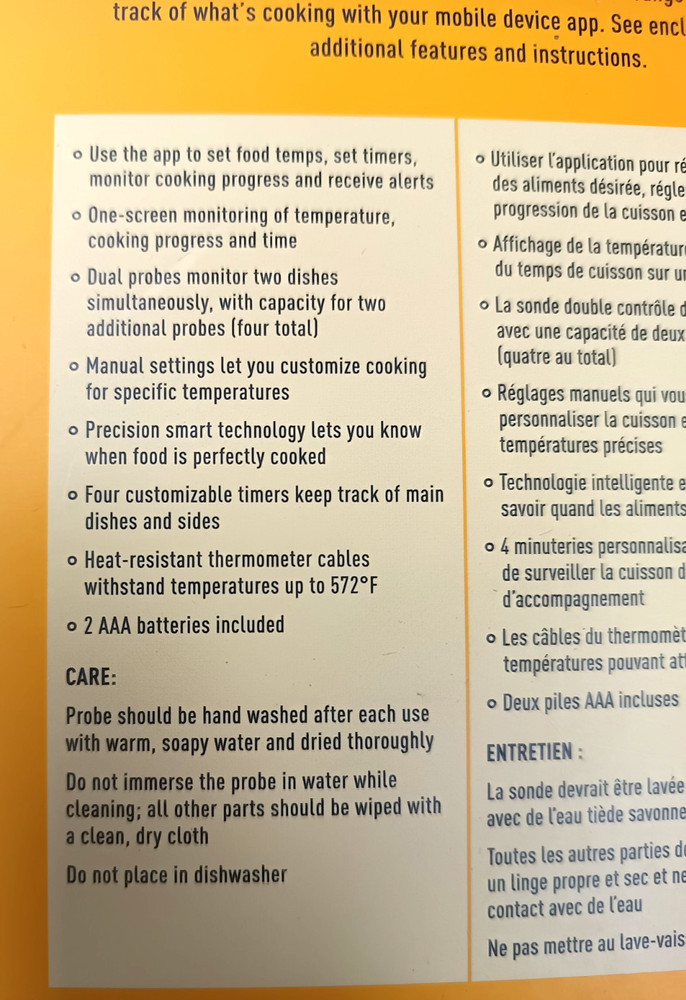 Williams-Sonoma extended range Bluetooth thermometer