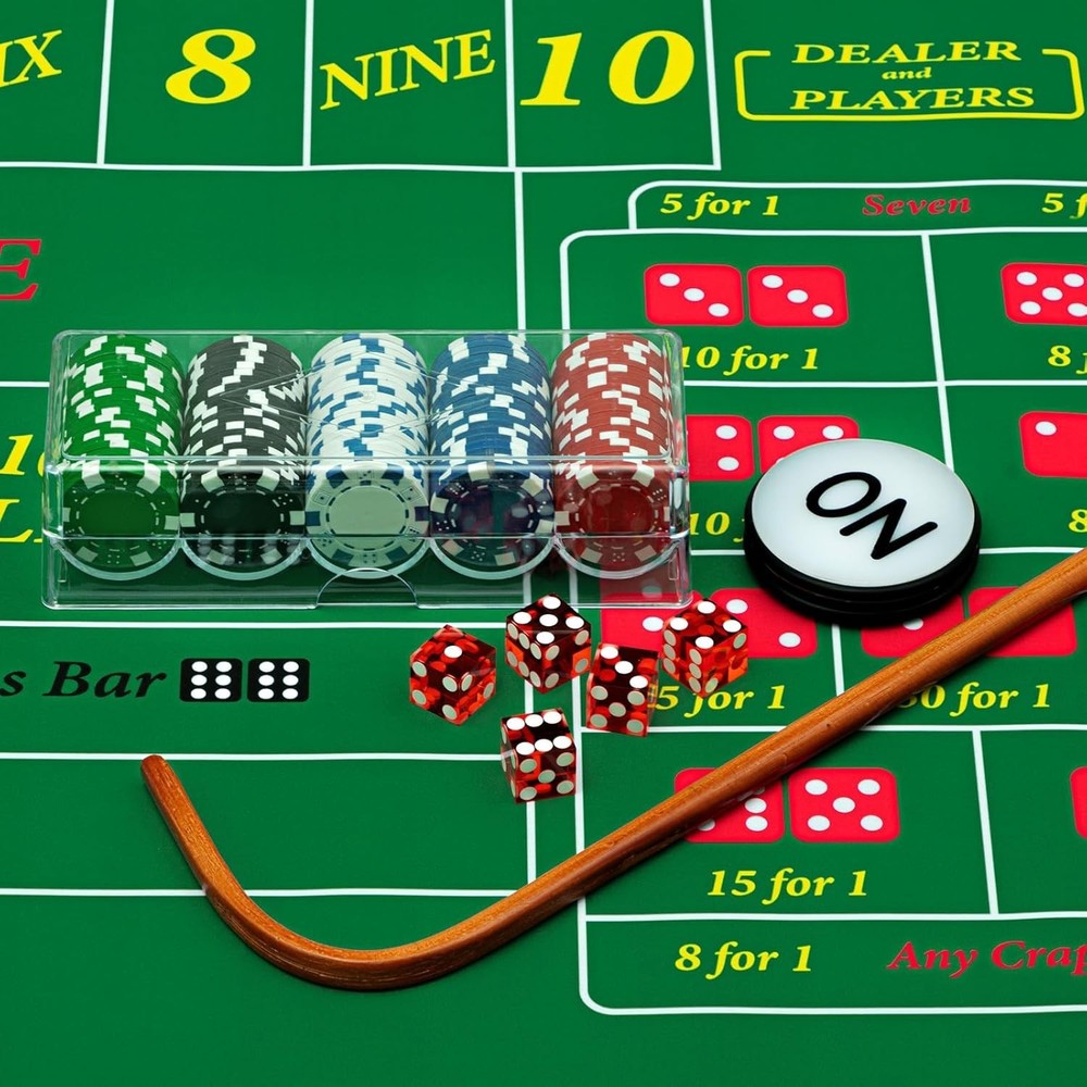 Leyndo Craps Tabletop Game Set, Includes 35" x 70" Rubber Craps
