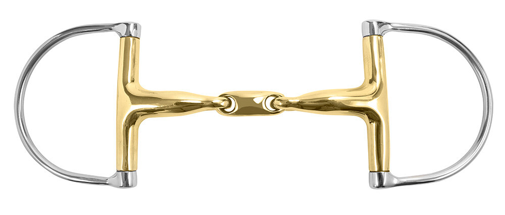 German Silver Oval Mouth 3 Piece Dee Ring Snaffle Bit