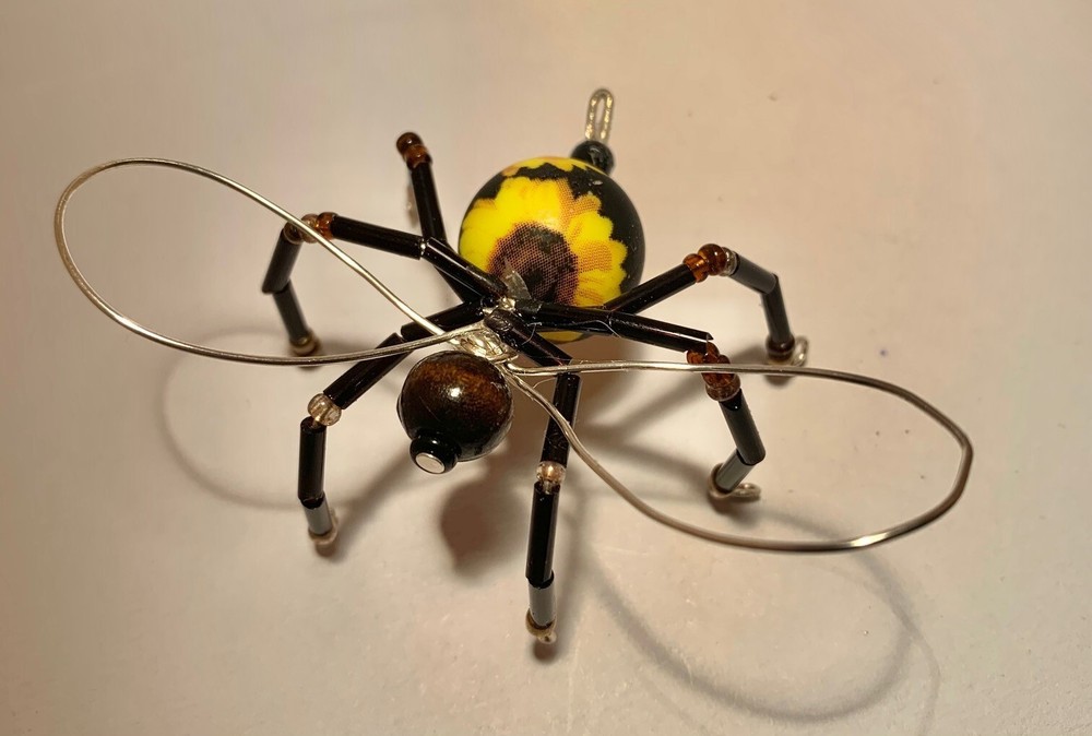 Handmade Bead & Wire Sunflower BUMBLE BEE