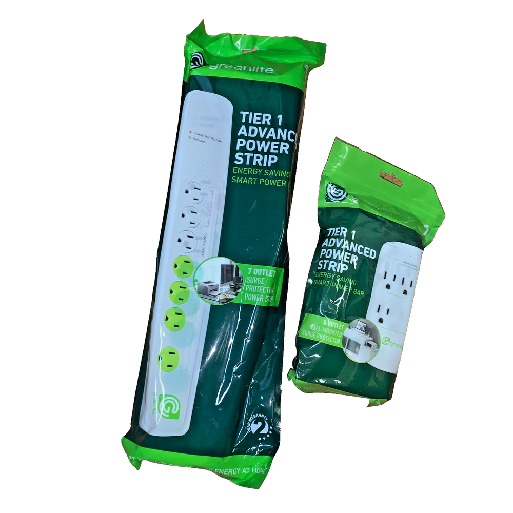 PAIR - Greenlite Advanced Power Strip + Wall Mount Smart Surge Protector NEW