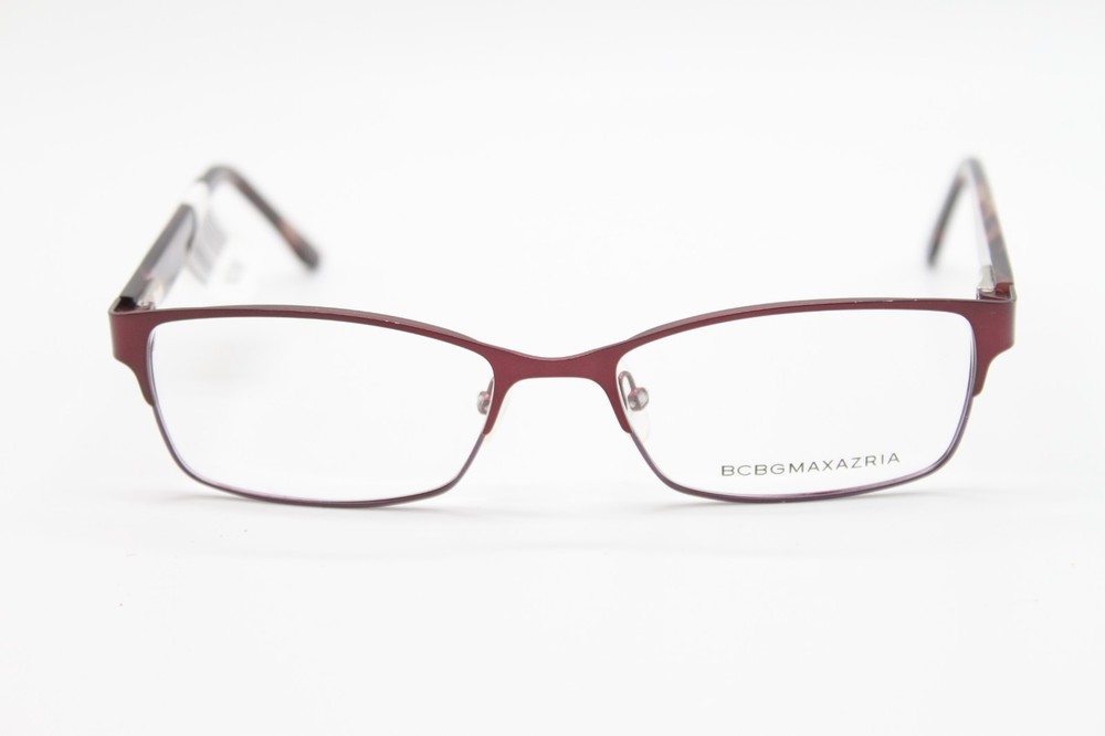 NEW BCBGMAXAZRIA BRYNN WINE DARK RED RECTANGULAR AUTHENTIC EYEGLASSES 54-17