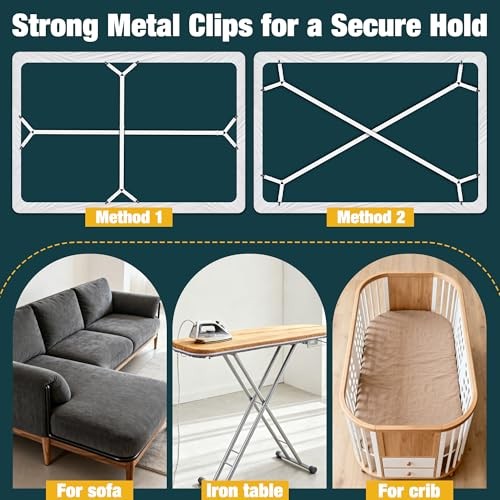 2 Pack Extra Long Bed Sheet Straps, Strong Diagonal Bedding Clips, Easy