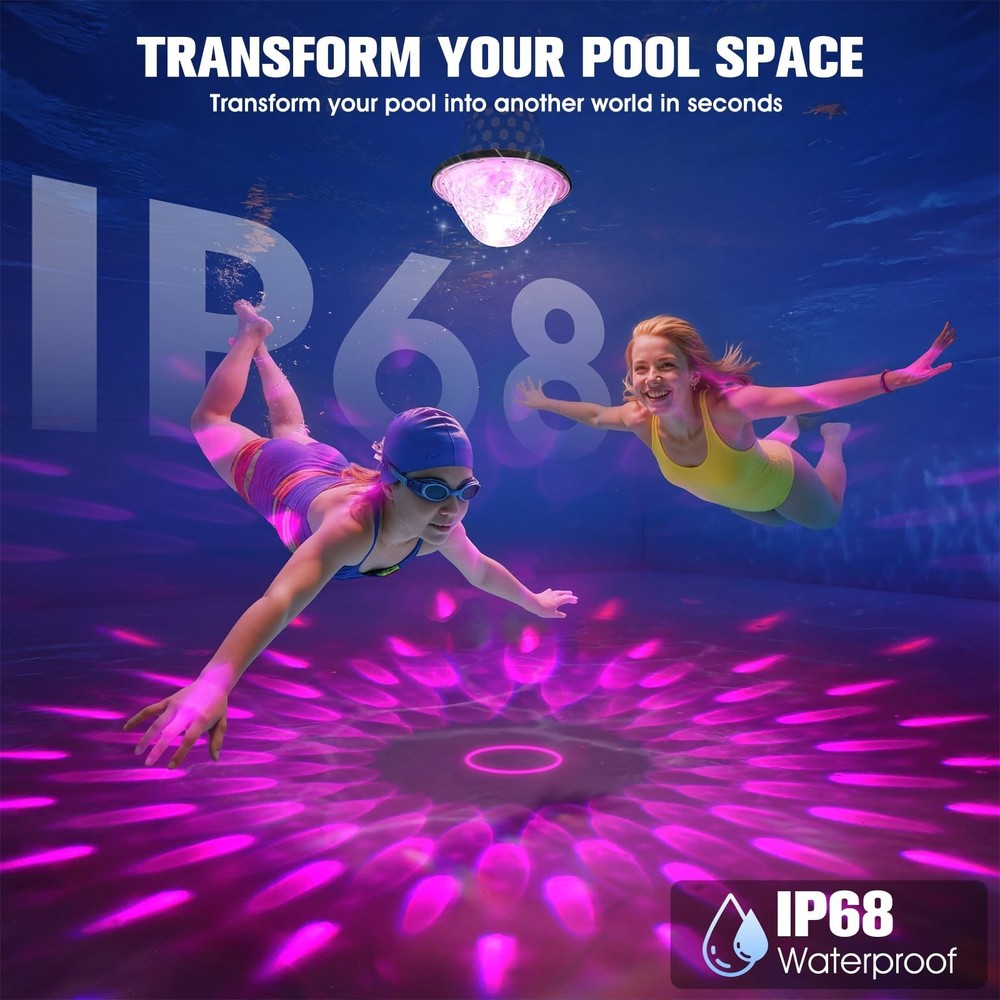 Floating Pool Lights,2026 Upgraded Solar Powered Pool Lights that Float,Flick...
