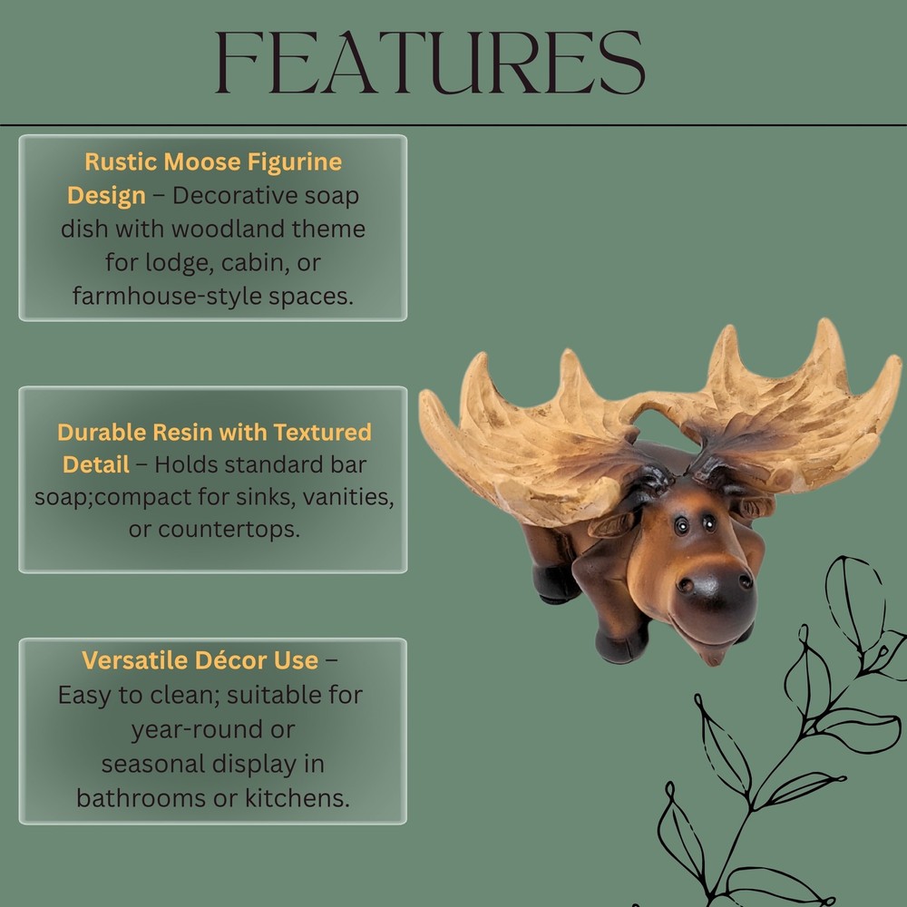 Whimsical Moose Soap Dish – Rustic Cabin Lodge Bathroom or Kitchen Décor