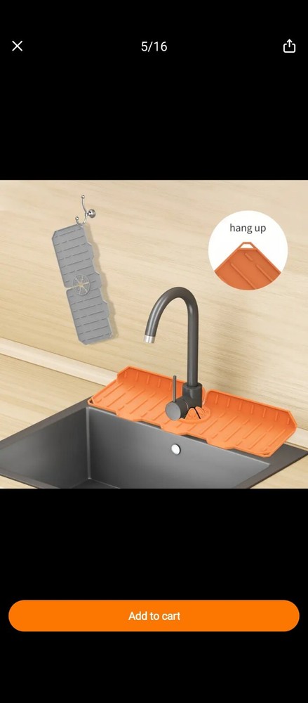 Orange 🧡 Silicone Faucet Mat for Kitchen, Sink Splash Guard, Protector Faust.