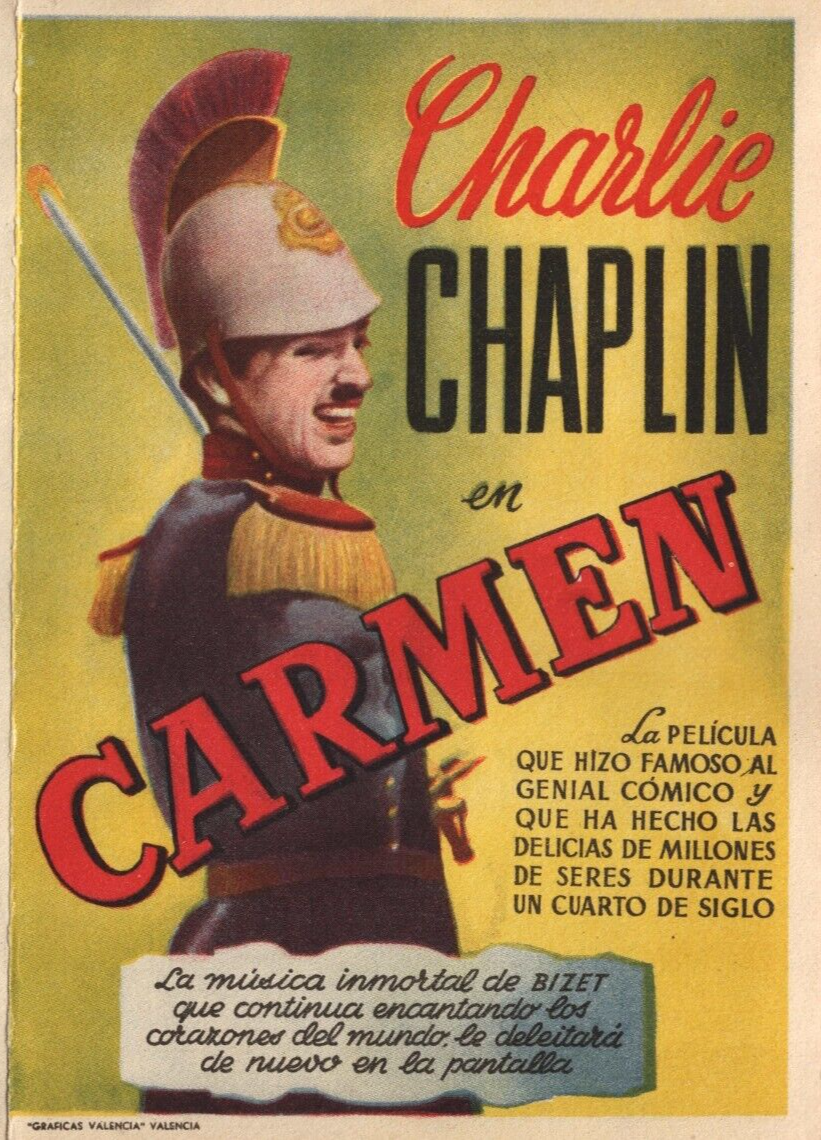 Charlie Chaplin Carmen Spanish Silent Movie Herald in 1915 Parody of Bizet Opera
