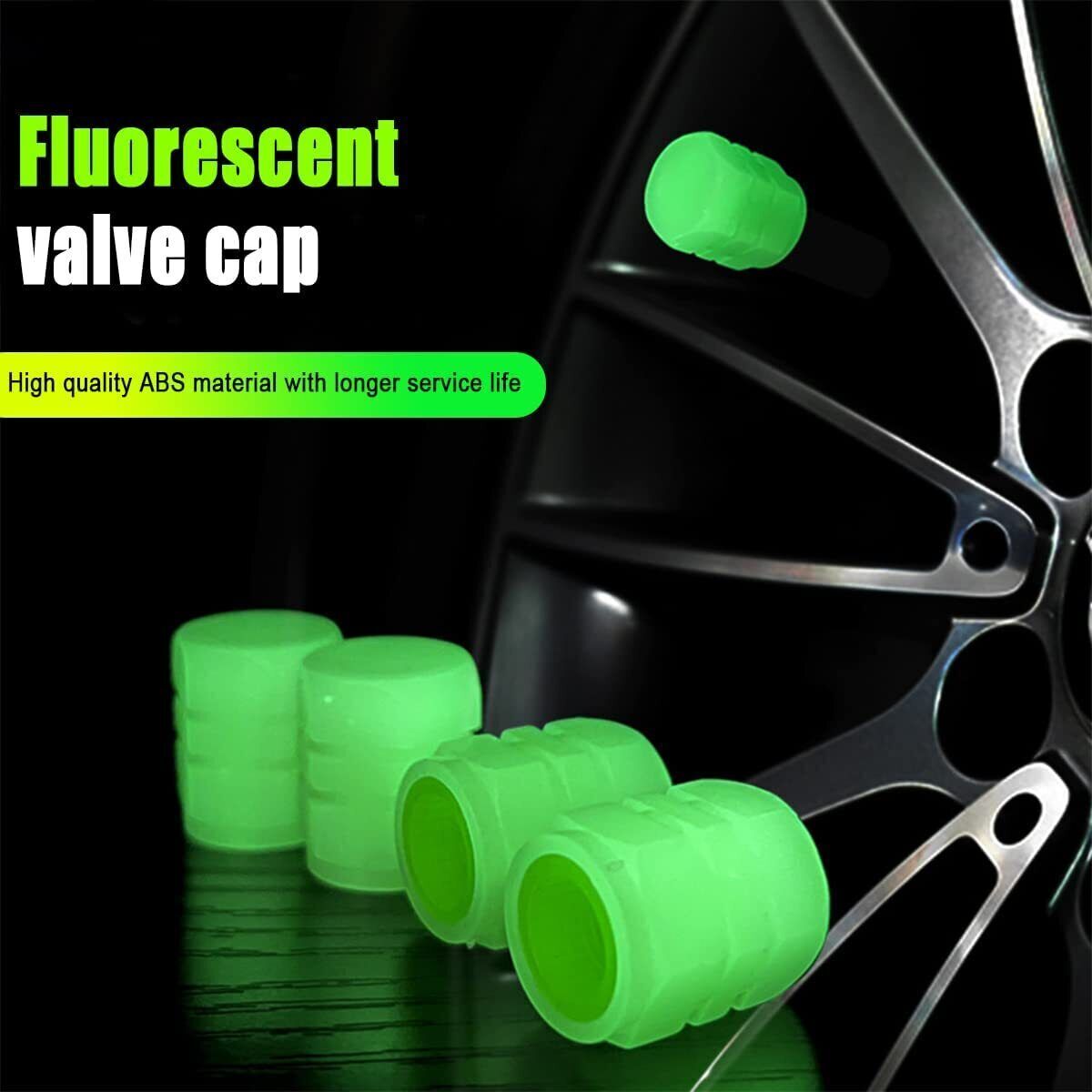 8Pcs Car Tire Caps Glow in The Dark Tire Valve Caps Glowing Tire Valve Stem Caps