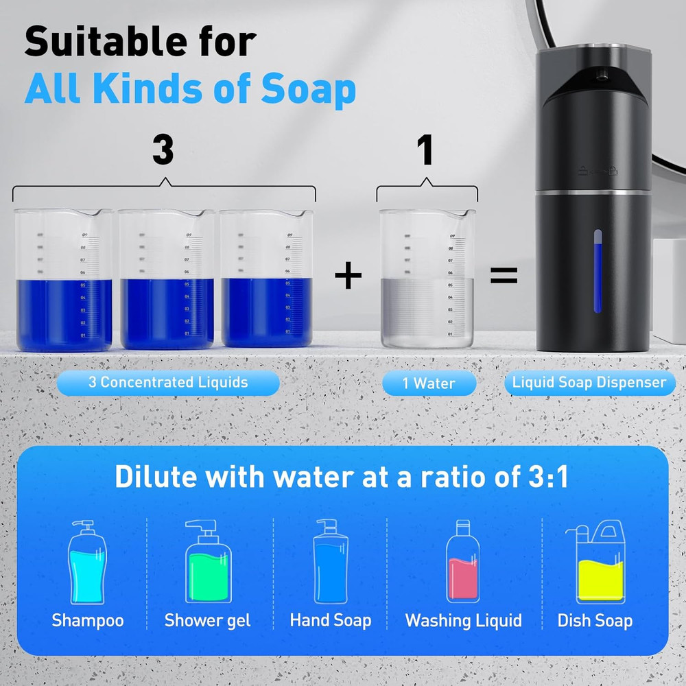 Automatic Soap Dispenser,Touchless Hand Wall Mount Rechargeable 3 Gear Adjustabl