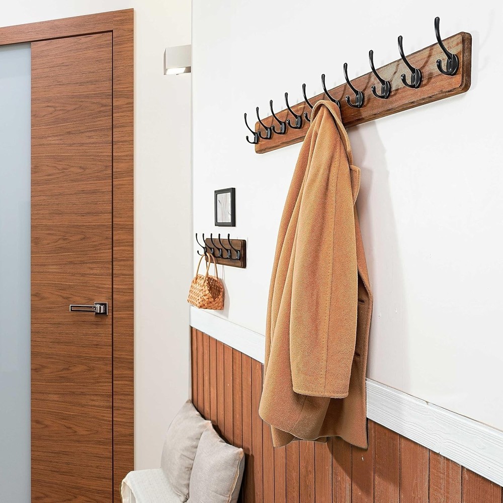 Rustic Coat Rack Wall Mount 10 Hooks 38 9/16" Long Coat Hooks Wall Mounted