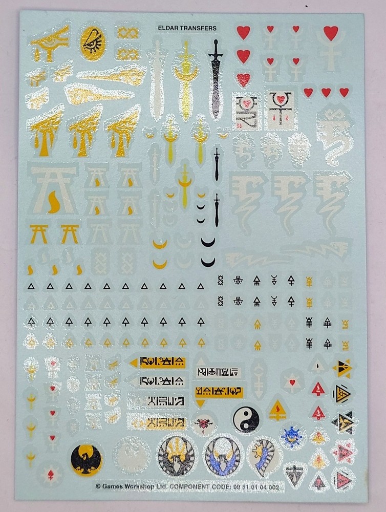 Warhammer 40k Transfer sheet Eldar 2000s