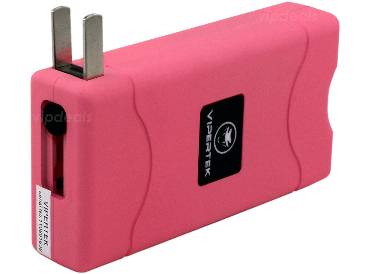 VIPERTEK Stun Gun Mini PINK VTS-880 335 BV Rechargeable LED Flashlight