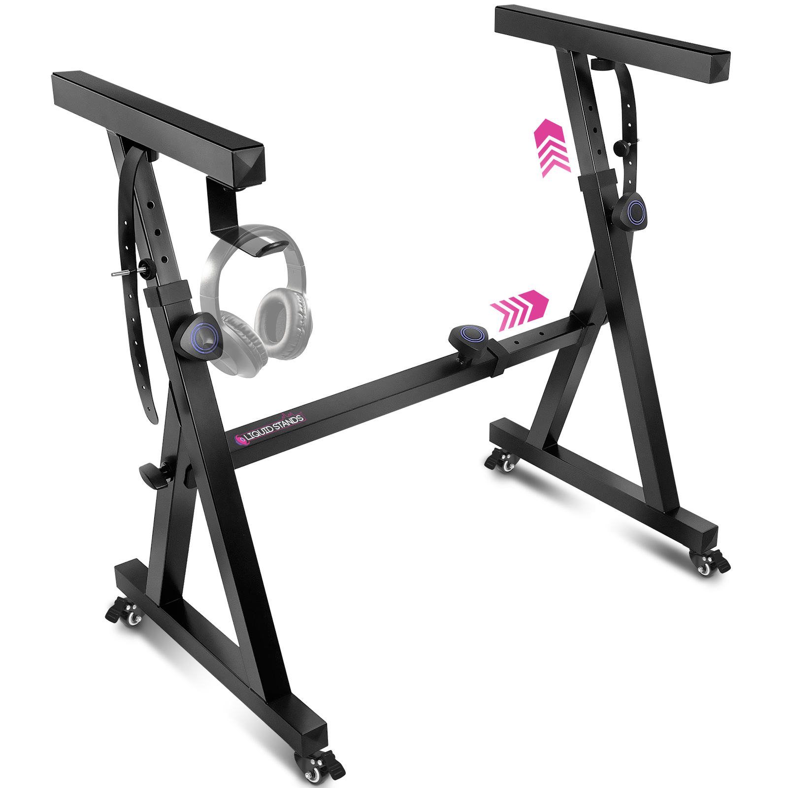 Liquid Stands Piano Keyboard Stand w/ Wheels - Z Style Adjustable & Portable