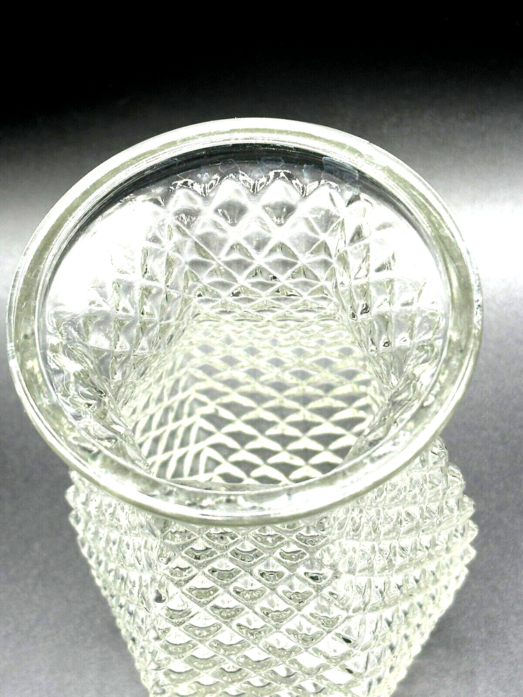 Hoosier Clear Glass Vase #4071 Diamond Point Pattern Hexagonal 5.5" x 3 "