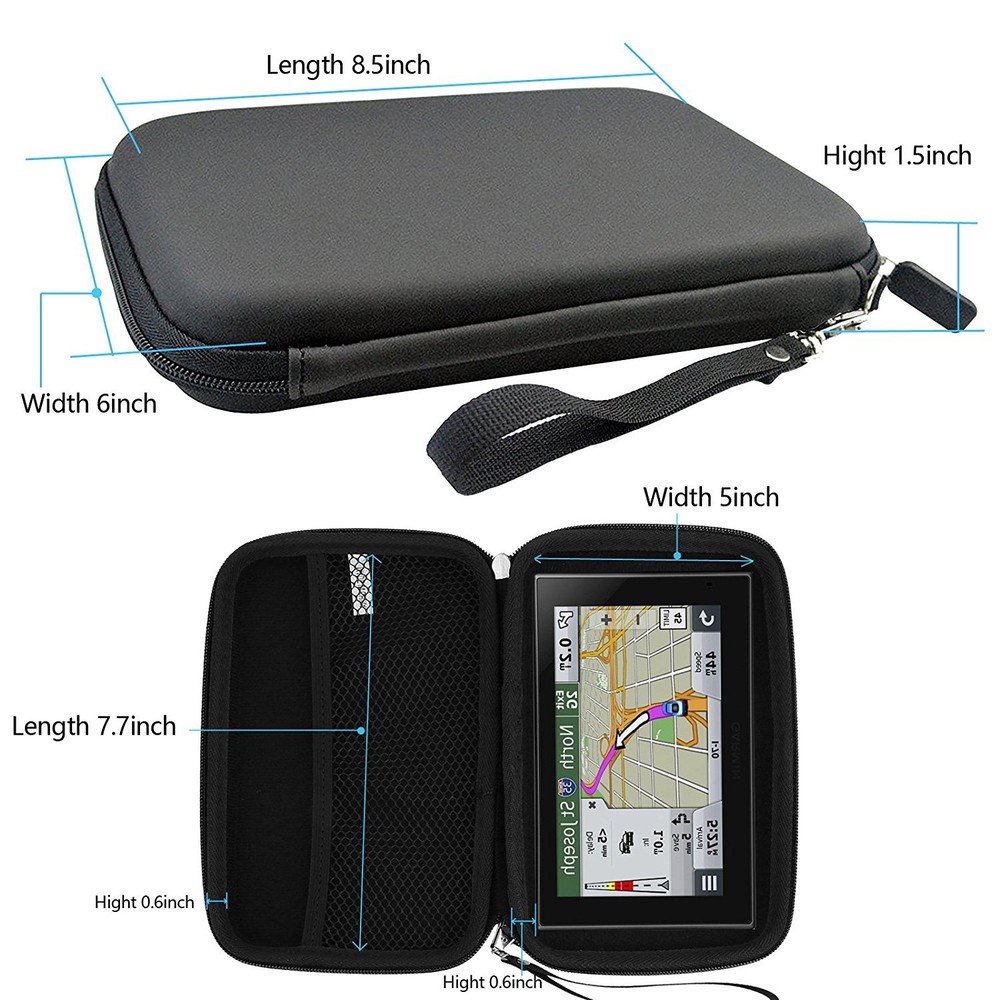 7" GPS Bag Hard Shell Carry Navigation Case Shockproof Pouch for Tomtom Garmin