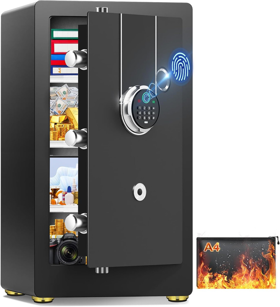 6.0 Cuft Biometric Safe Box with Fireproof Waterproof Bag, Fireproof Safe Large